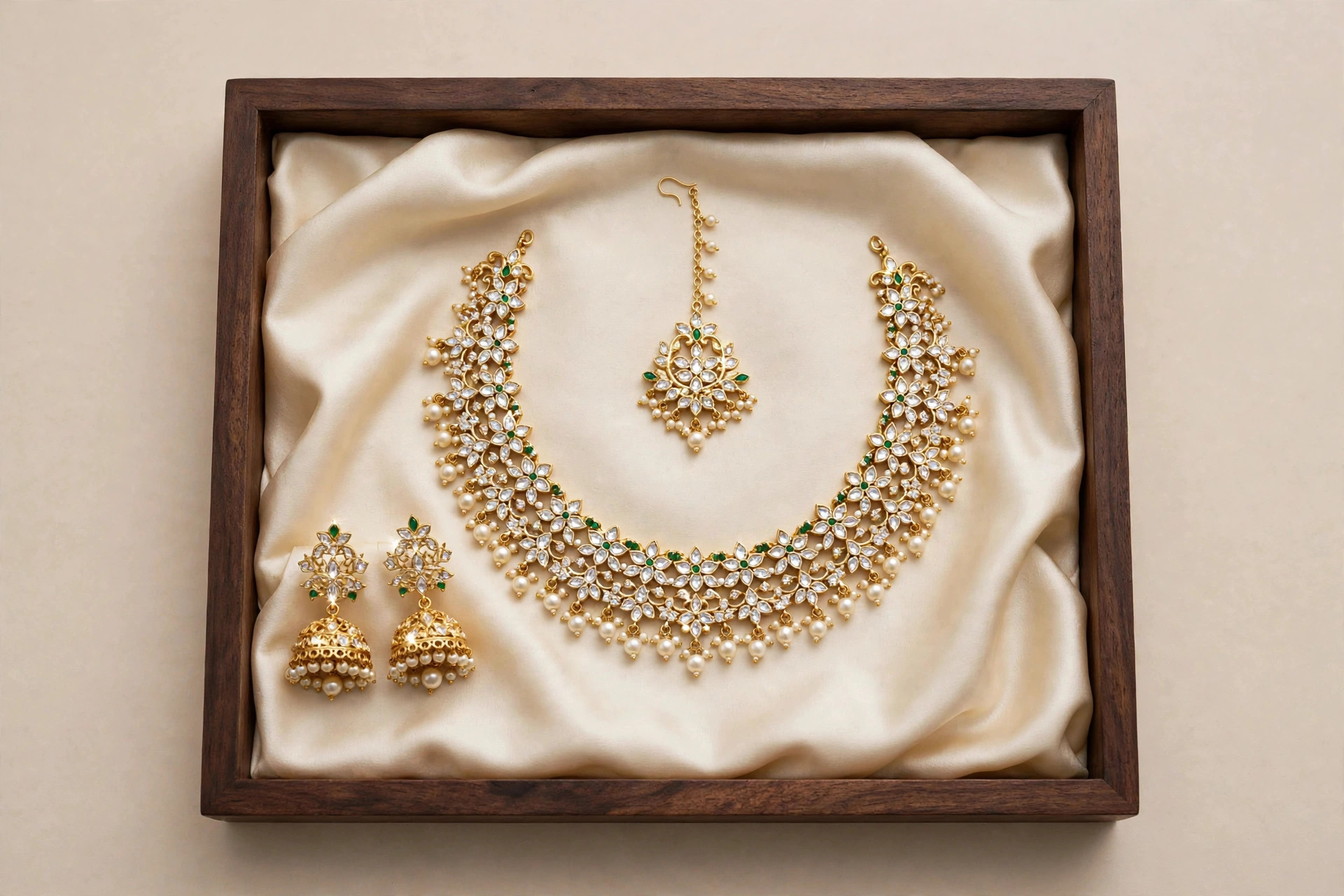 Sparkling gold-plated imitation jewellery set from Mahadev Varieties