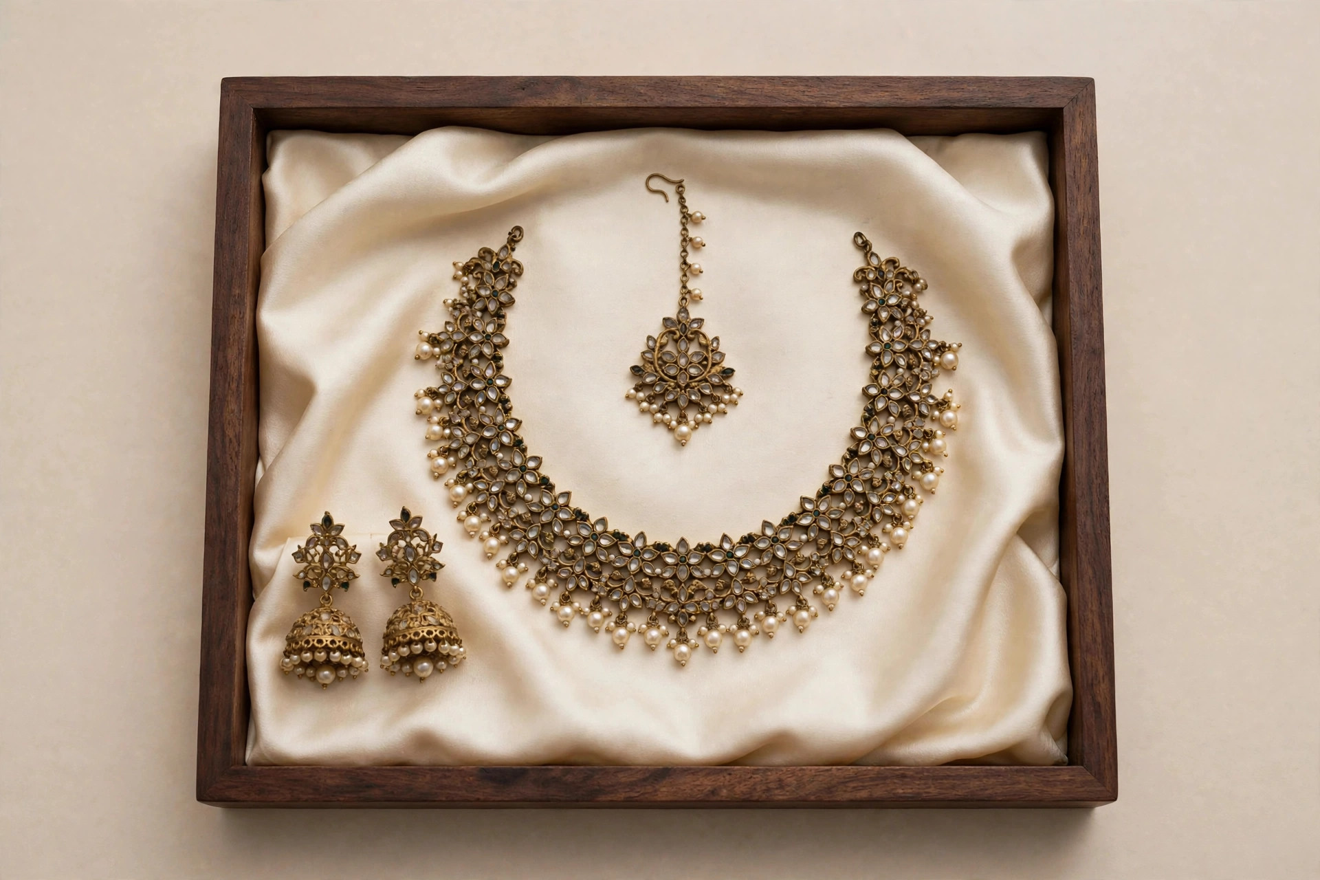 Old dull tarnished imitation jewellery set
